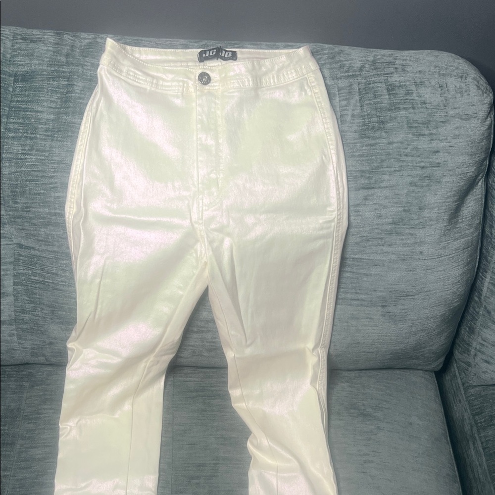 Elegant Cream Straight Leg Jeans